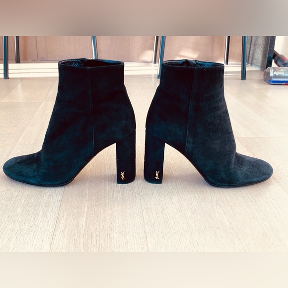 Saint Laurent Lou Black Suede Ankle Boots (70 mm heel) - size 39 - Picture 2 of 11